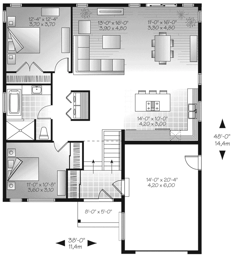 Rustic House Plan First Floor - Urban Valley Modern Home 032D-0877 - Shop House Plans and More