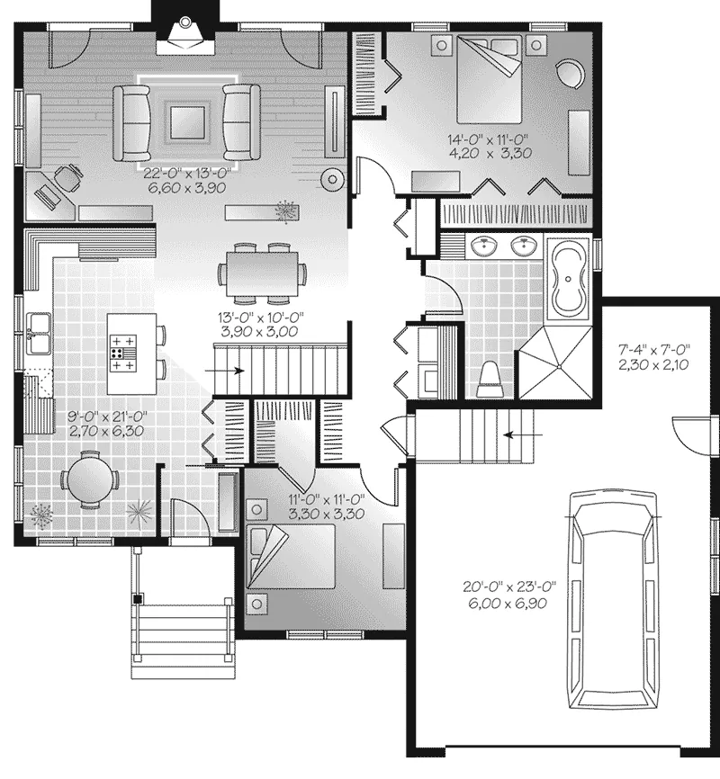 Traditional House Plan First Floor - Hernlake Raised Ranch Home 032D-0933 - Search House Plans and More