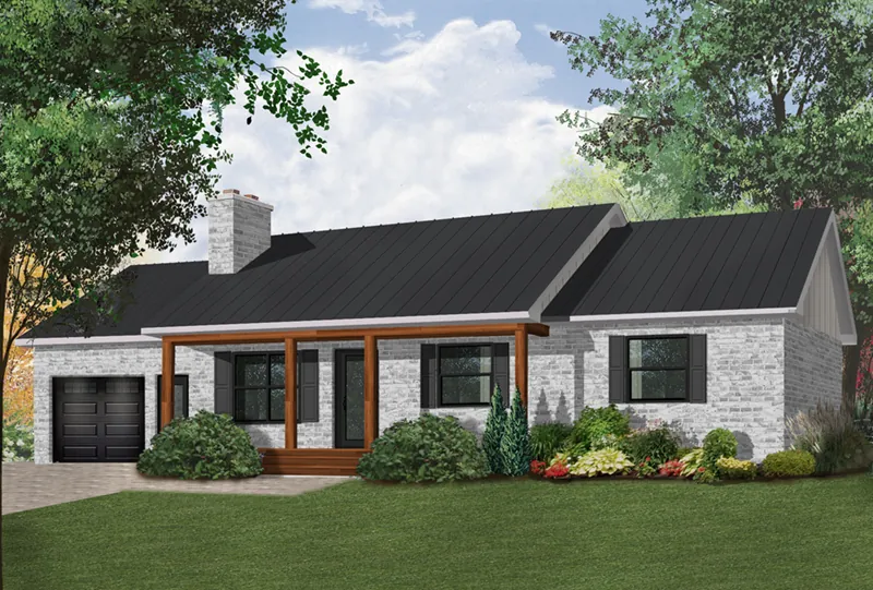 Front of Home - Prairie Song Ranch Home 032D-0962 - Shop House Plans and More