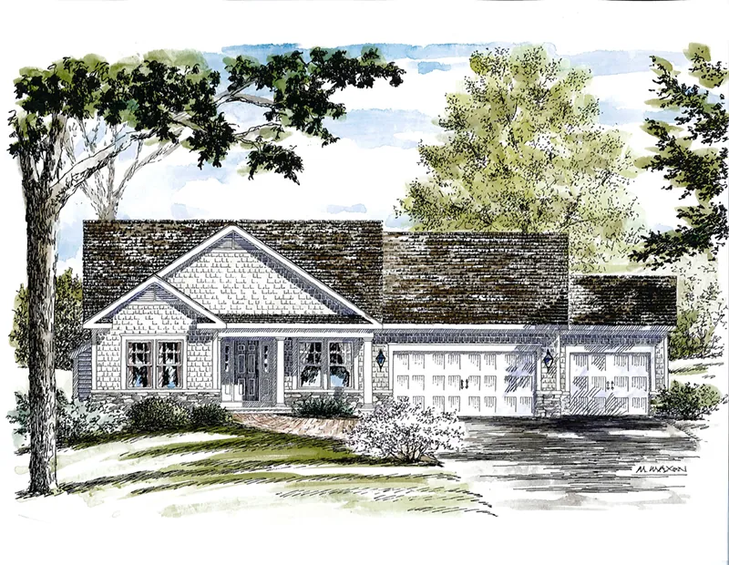 Ranch House Plan Front of Home - Sable Circle Ranch Home 034D-0106 - Shop House Plans and More