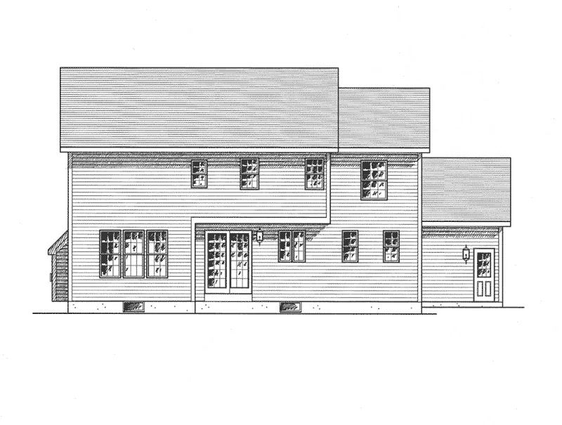 Colonial House Plan Rear Elevation - Bartley Bend Traditional Home 034D-0111 - Search House Plans and More