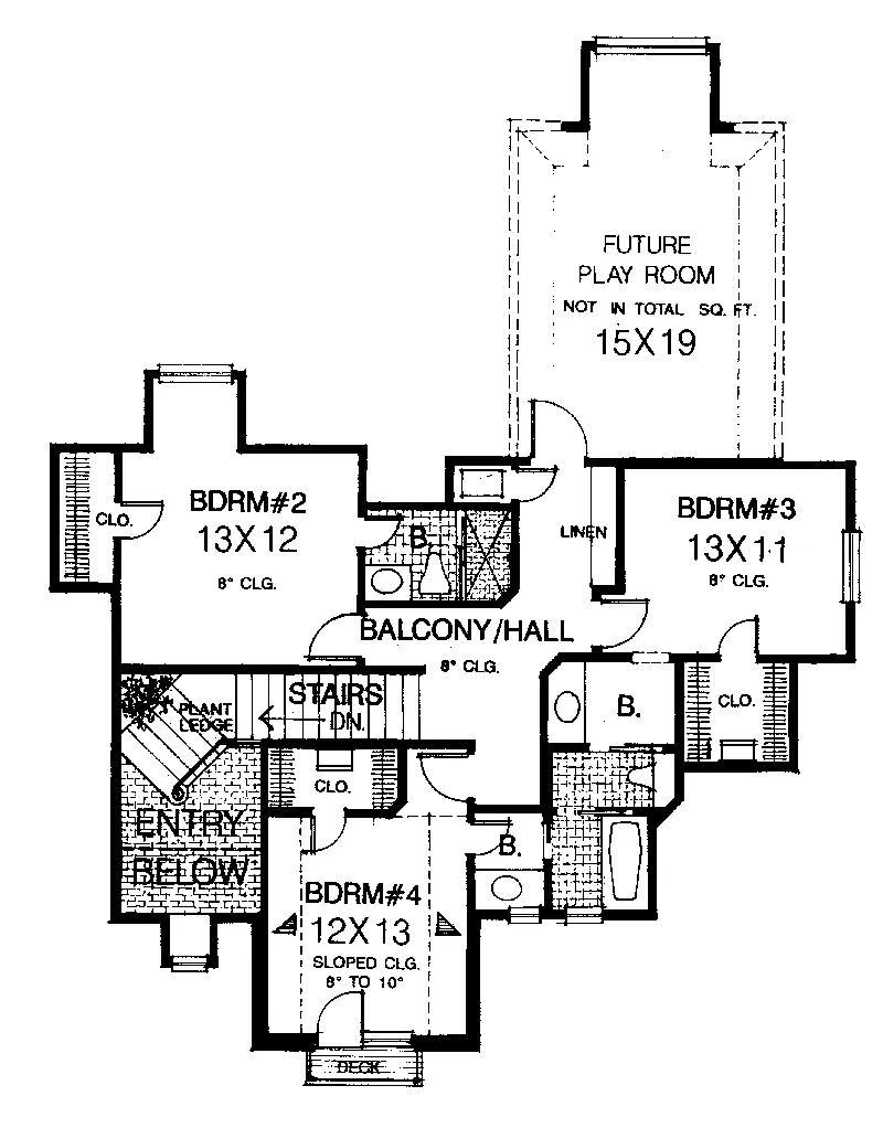 Southern Plantation House Plan Second Floor - Honey Creek Country French Home 036D-0054 - Search House Plans and More