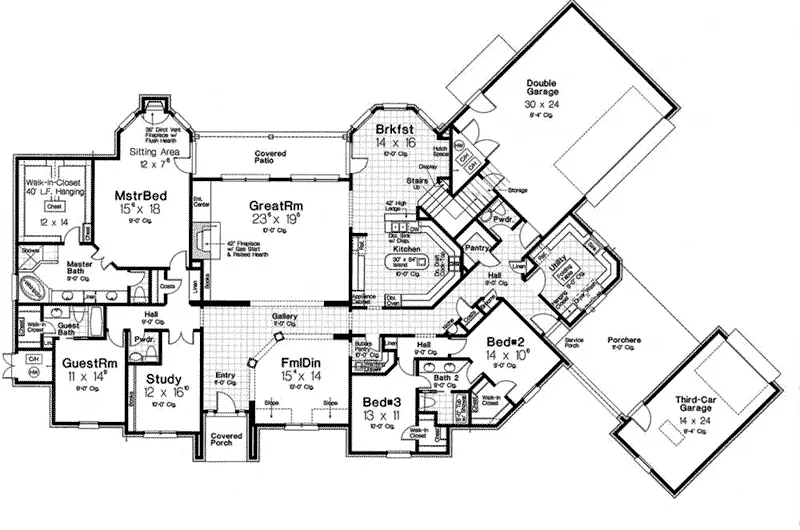 Traditional Home Plan First Floor 036D-0202