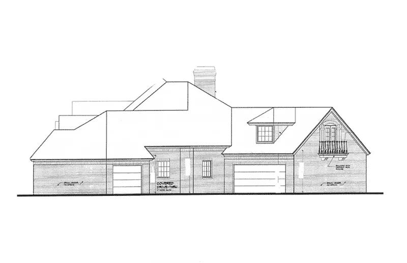 Traditional House Plan Right Elevation - Kenley Luxury Ranch Home 036D-0202 - Search House Plans and More