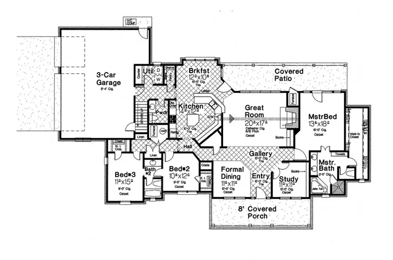 Traditional House Plan First Floor - 036D-0204 - Shop House Plans and More