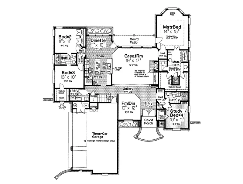 Country French House Plan First Floor - 036D-0213 - Shop House Plans and More