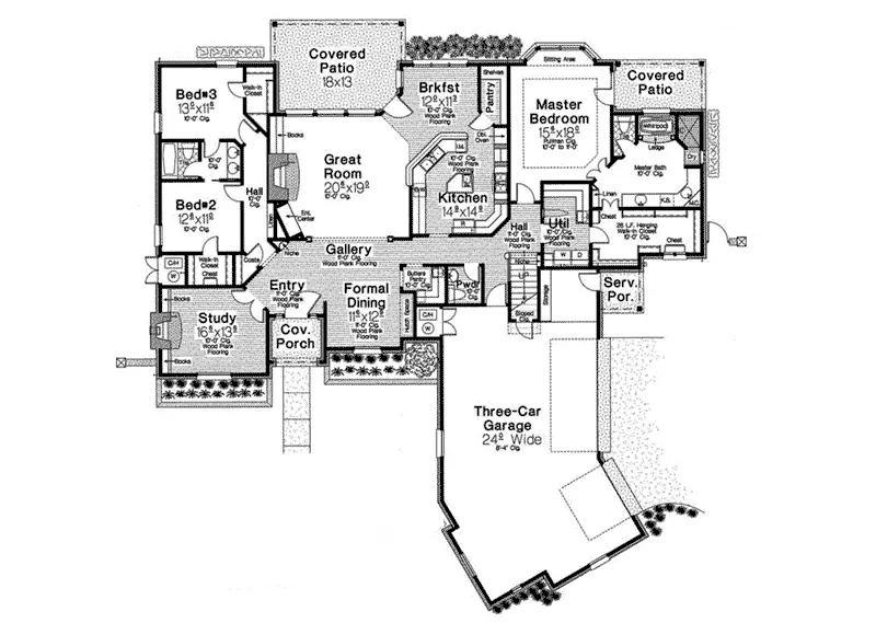 Country French House Plan First Floor - 036D-0214 - Shop House Plans and More