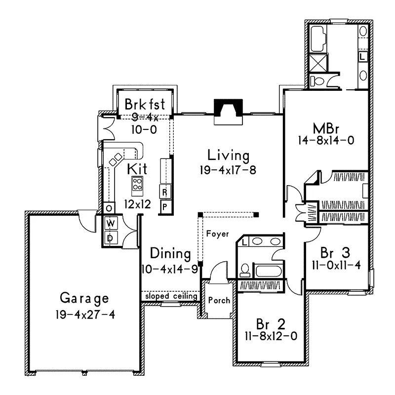 Ranch House Plan First Floor - Ashwood Traditional Ranch Home 037D-0011 - Search House Plans and More