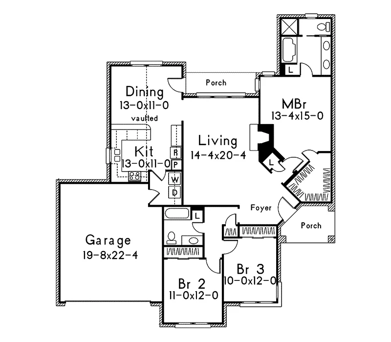 Country House Plan First Floor - Winford Ranch Home 037D-0012 - Shop House Plans and More
