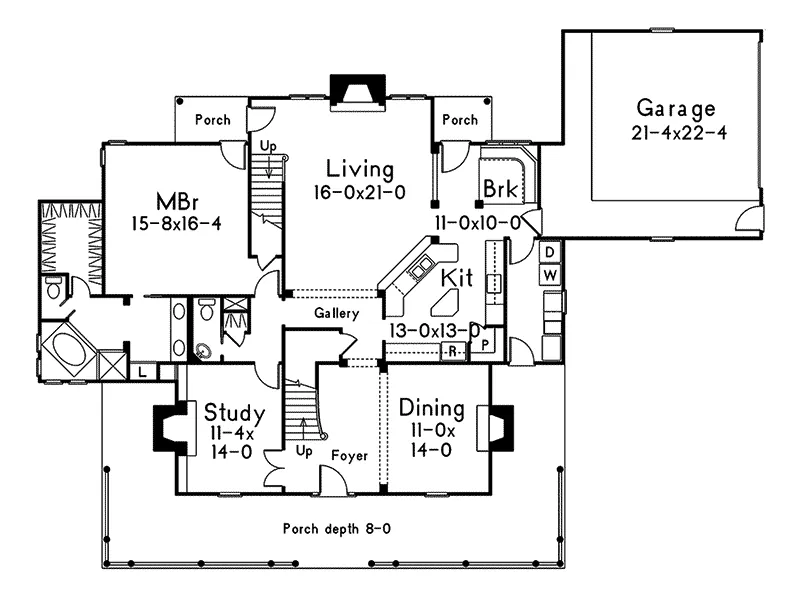 Country House Plan First Floor - Kingsland Country Farmhouse 037D-0014 - Search House Plans and More