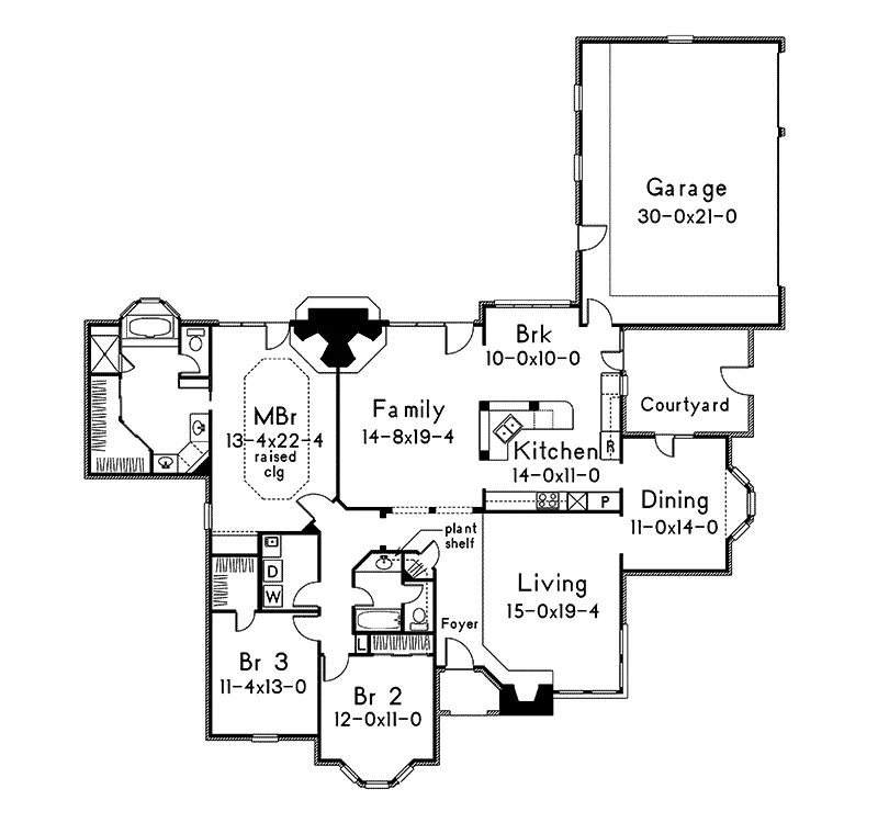 Ranch House Plan First Floor - Aspen Traditional Ranch Home 037D-0025 - Search House Plans and More