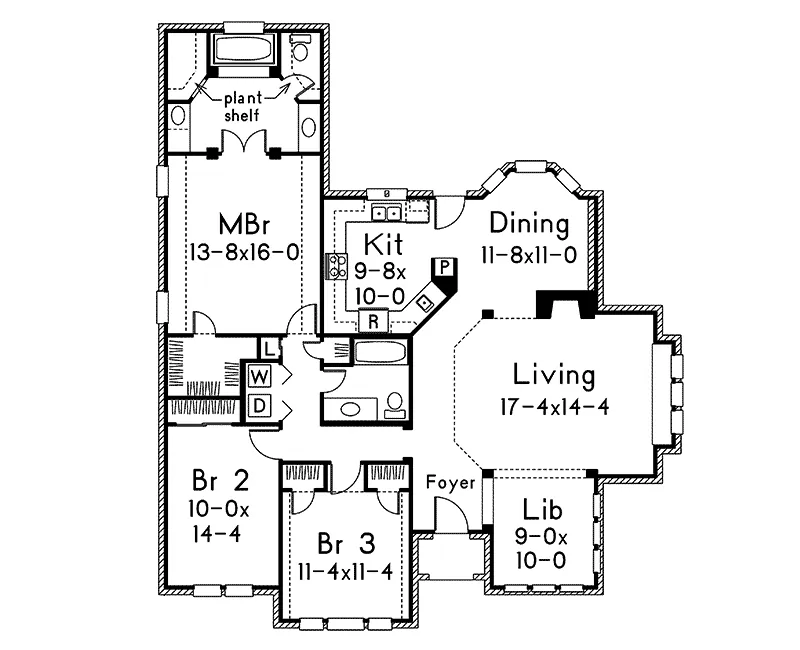 Traditional House Plan First Floor - Kenrick Traditional Ranch Home 037D-0026 - Search House Plans and More