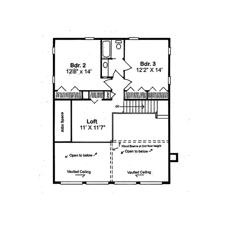 Waterfront House Plan Second Floor - Grove Park A-Frame Home 038D-0002 - Search House Plans and More
