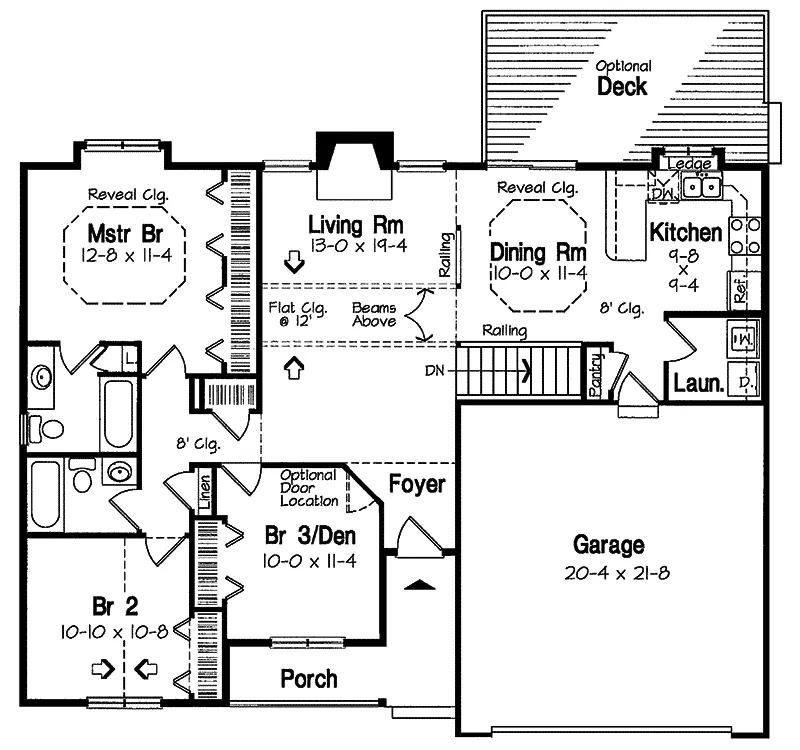 Ranch House Plan First Floor - Saffron Modest Ranch Home 038D-0033 - Shop House Plans and More