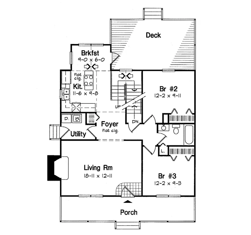 Bungalow Home Plan First Floor 038D-0036