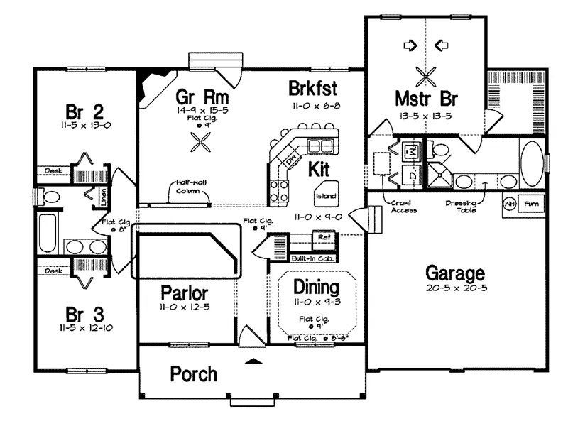 Traditional House Plan First Floor - Aspenwood Traditional Home 038D-0040 - Search House Plans and More