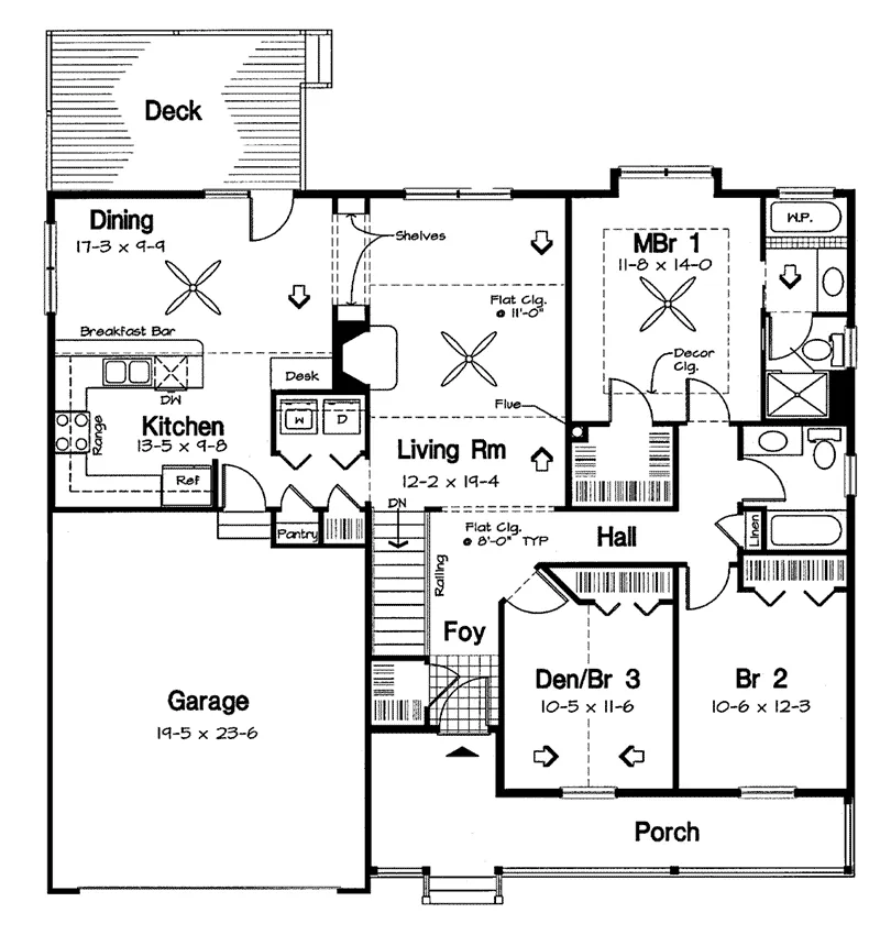 Traditional House Plan First Floor - Mason Creek Country Ranch Home 038D-0043 - Shop House Plans and More