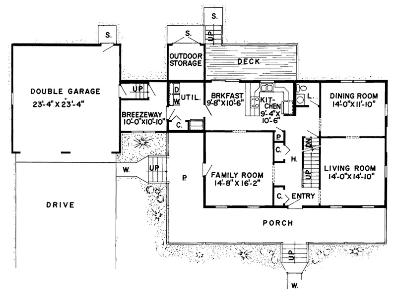 Farmhouse Plan First Floor - Mayfair Hollow Southern Home 038D-0132 - Shop House Plans and More