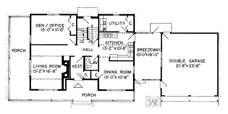 Country House Plan First Floor - Timberwyck Contemporary Home 038D-0135 - Shop House Plans and More