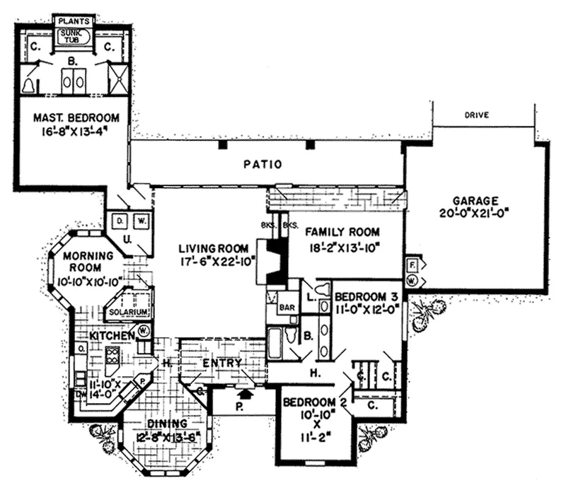 Tudor House Plan First Floor - Kentbrooke Ranch Home 038D-0155 - Search House Plans and More