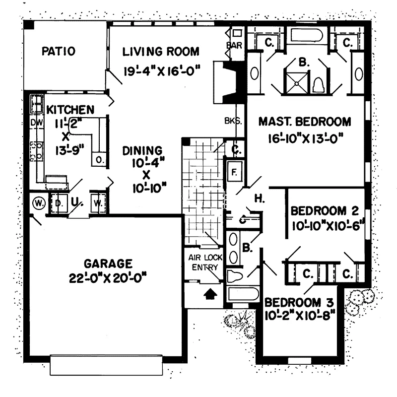 Ranch House Plan First Floor - Scarlett Traditional Ranch Home 038D-0159 - Shop House Plans and More