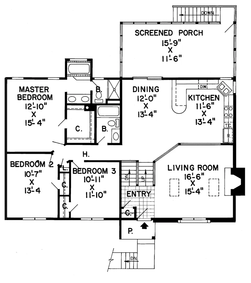 Modern House Plan First Floor - Peaceful Point Rustic Home 038D-0181 - Shop House Plans and More