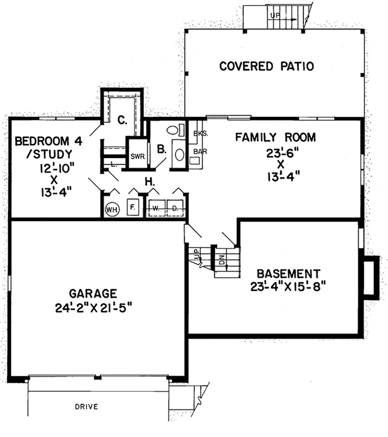 Modern House Plan Lower Level Floor - Peaceful Point Rustic Home 038D-0181 - Shop House Plans and More
