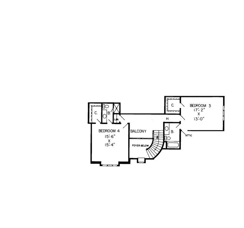 Tudor House Plan Second Floor - Oak Cliffe European Home 038D-0205 - Shop House Plans and More