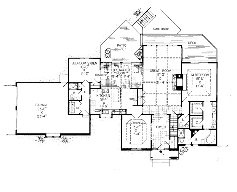 Traditional House Plan First Floor - Doubletree Rustic Tudor Home 038D-0207 - Search House Plans and More