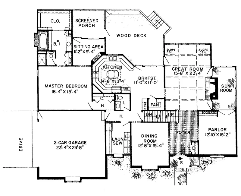 European House Plan First Floor - Jameson Tudor Style Home 038D-0217 - Search House Plans and More
