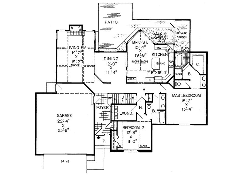 Traditional House Plan First Floor - Evers Place Ranch Home 038D-0218 - Search House Plans and More