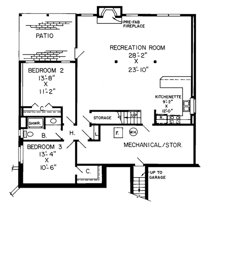 Modern House Plan Lower Level Floor - Treelore Modern Home 038D-0238 - Shop House Plans and More