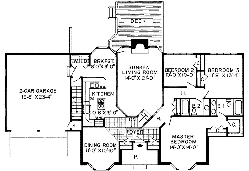 Country House Plan First Floor - Riddle Valley Ranch Home 038D-0239 - Shop House Plans and More