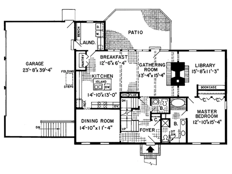 Saltbox House Plan First Floor - Stanberry Hill Colonial Home 038D-0266 - Shop House Plans and More