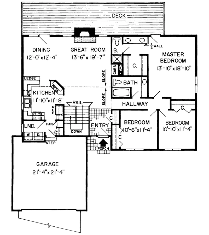 Ranch House Plan First Floor - Noelle Contemporary Ranch Home 038D-0289 - Shop House Plans and More