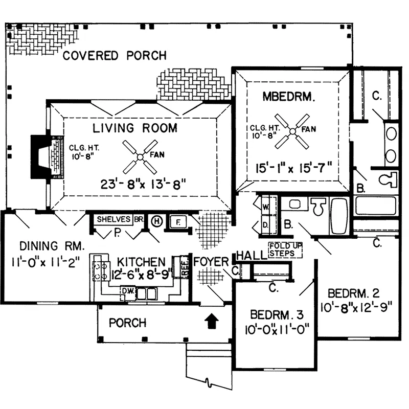 Ranch House Plan First Floor - Sportsman Hill Country Home 038D-0291 - Shop House Plans and More