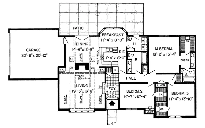 Southern House Plan First Floor - Tierra Contemporary Ranch Home 038D-0294 - Shop House Plans and More