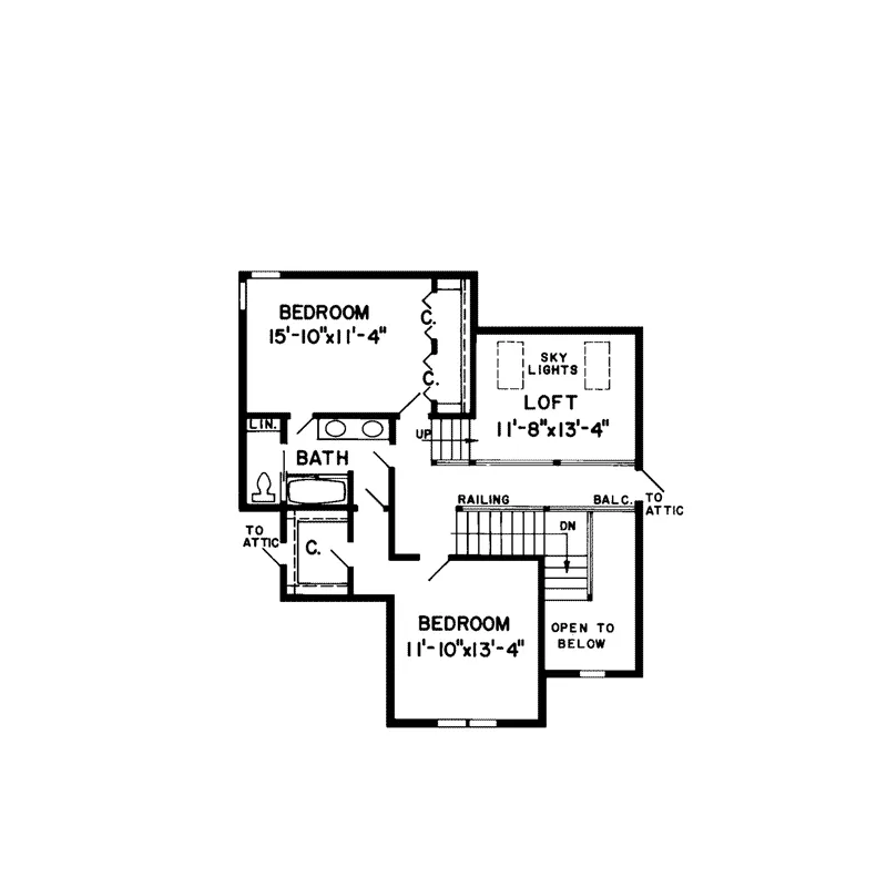 Southern House Plan Second Floor - Parc Chalet European Home 038D-0296 - Shop House Plans and More