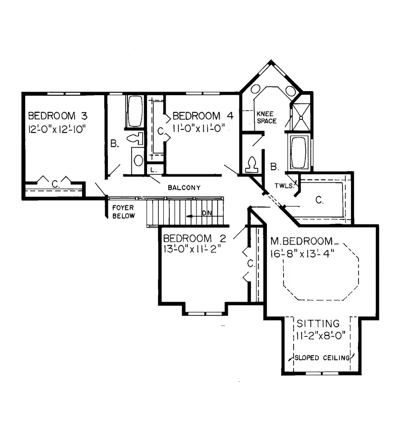 Traditional House Plan Second Floor - Hanna Crossing Craftsman Home 038D-0345 - Search House Plans and More