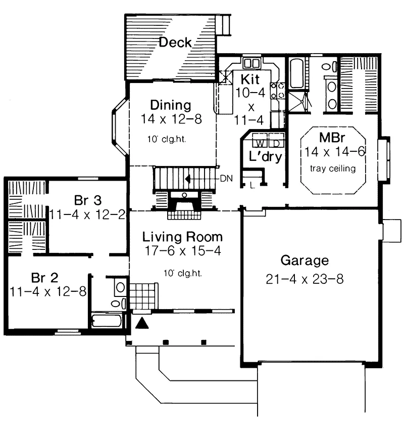 Ranch House Plan First Floor - Fernway Ranch Home 038D-0367 - Search House Plans and More