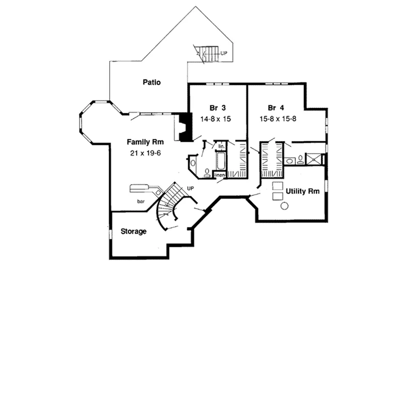 Sunbelt House Plan Lower Level Floor - Vista Pointe Traditional Home 038D-0401 - Shop House Plans and More