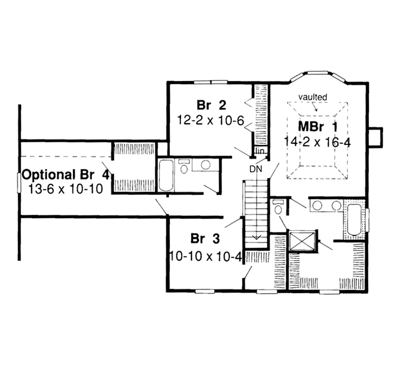 Traditional House Plan Second Floor - Tacoma Hill Colonial Home 038D-0405 - Shop House Plans and More