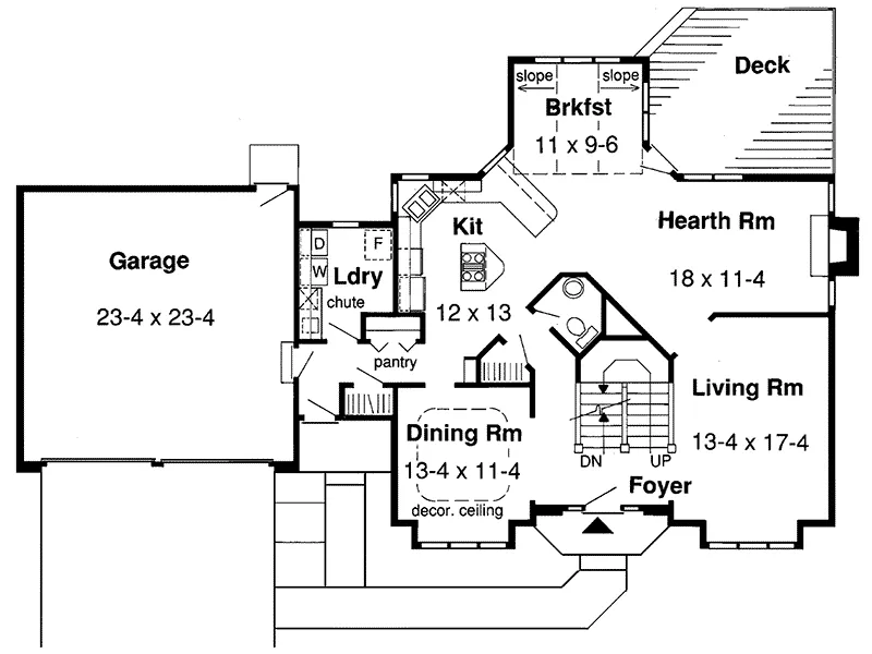 Tudor House Plan First Floor - Oakmont Terrace European Home 038D-0407 - Shop House Plans and More