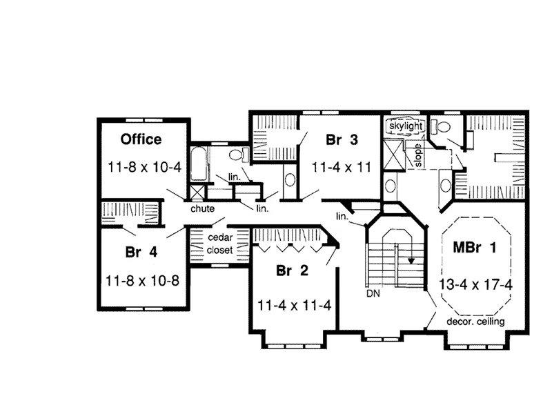 Tudor House Plan Second Floor - Oakmont Terrace European Home 038D-0407 - Shop House Plans and More