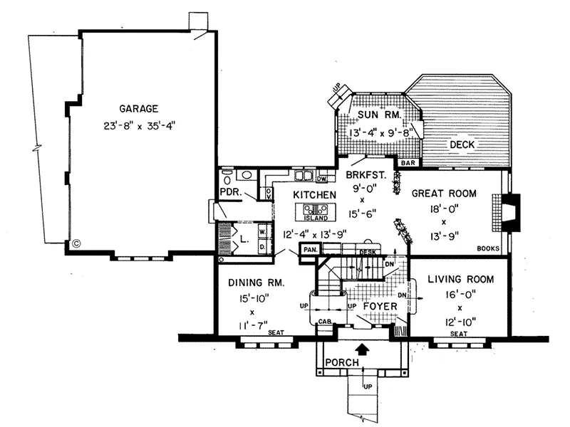 Tudor House Plan First Floor - Westglen Farm Tudor Home 038D-0460 - Shop House Plans and More