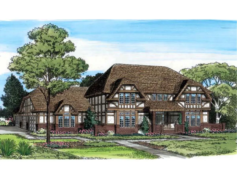 Grand, Luxurious Tudor Home Design With Broad Hip Roof