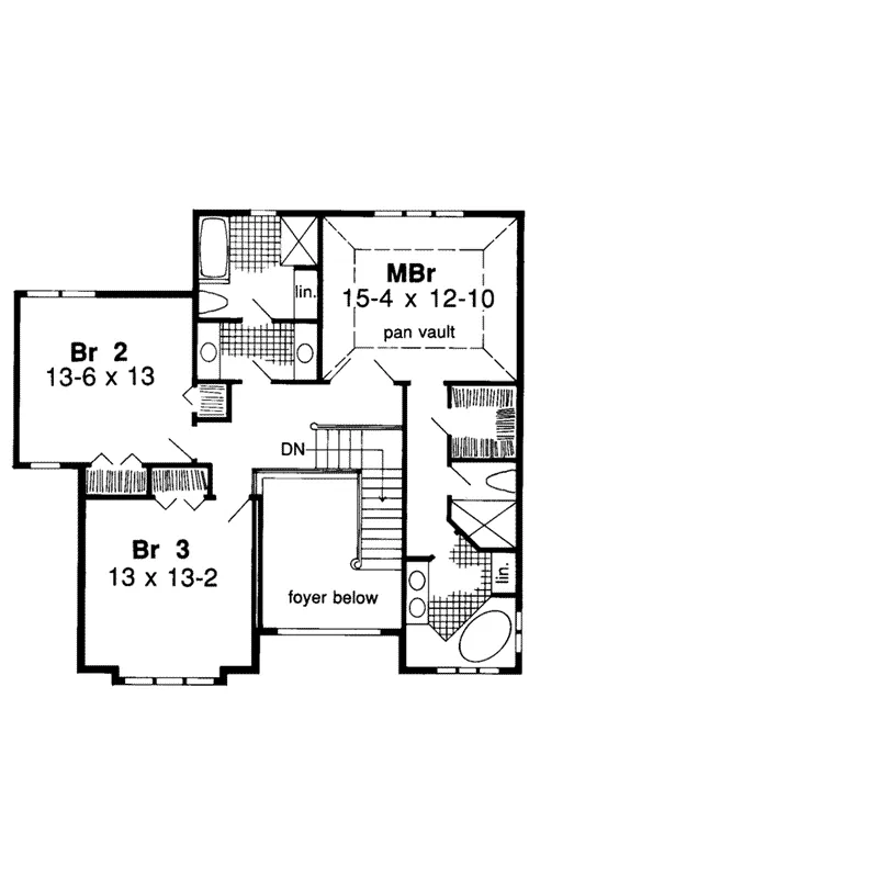 Tudor House Plan Second Floor - Blasé Tudor Style Home 038D-0465 - Search House Plans and More