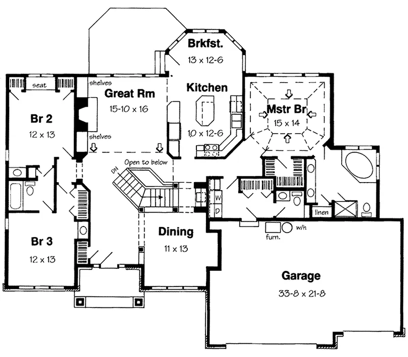 Traditional House Plan First Floor - Mimosa Southwestern Home 038D-0501 - Shop House Plans and More