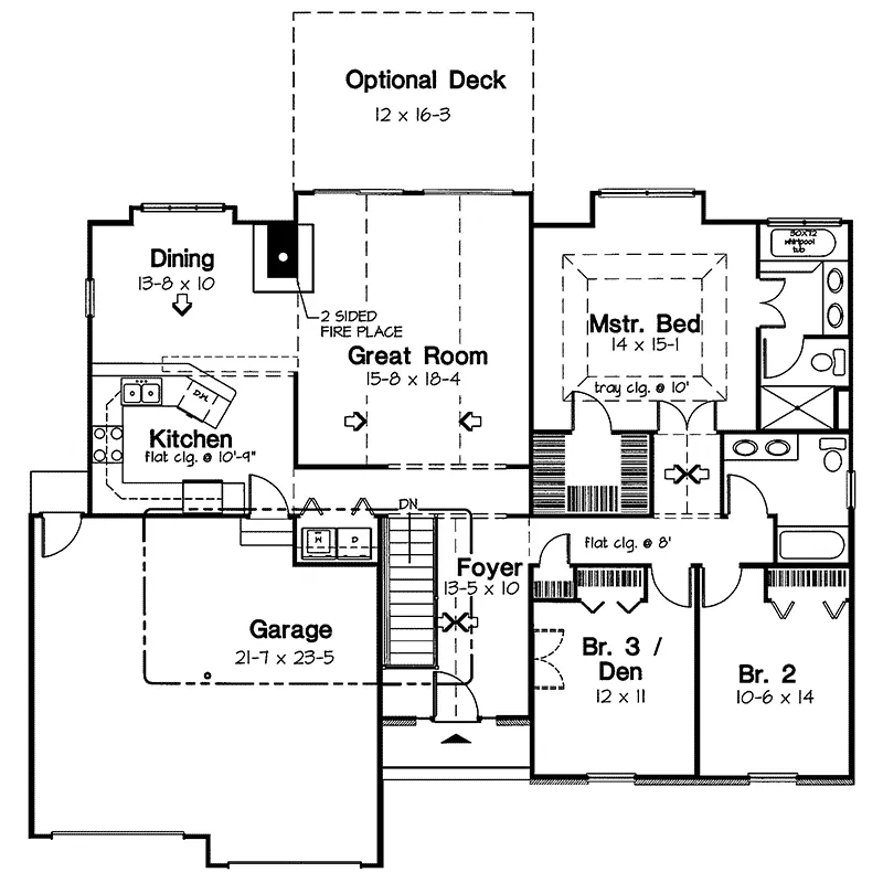 Tudor House Plan First Floor - Whitmoor Place Ranch Home 038D-0550 - Shop House Plans and More
