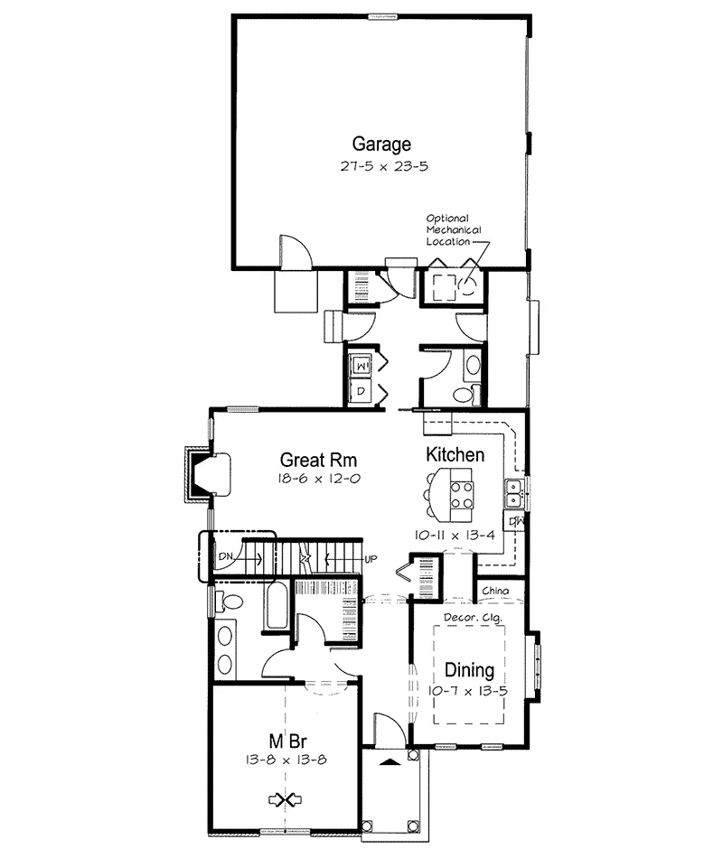 Traditional House Plan First Floor - Presswick Narrow Lot Home 038D-0555 - Shop House Plans and More